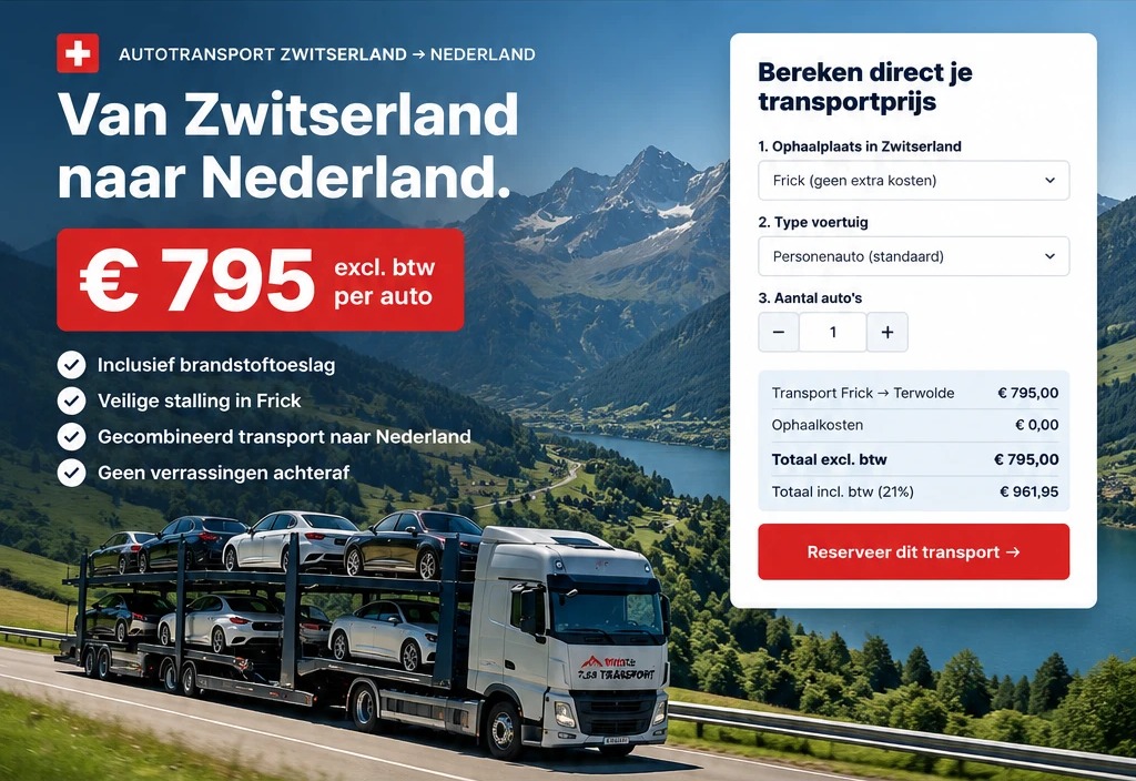 Autotransporter op een bergweg in Zwitserland